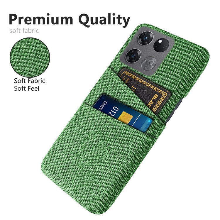 For OnePlus Ace Racing 5G Cloth Texture Anti-scratch Phone Case with Dual Card Slots Mobile Phone Well Protection Cover - Green