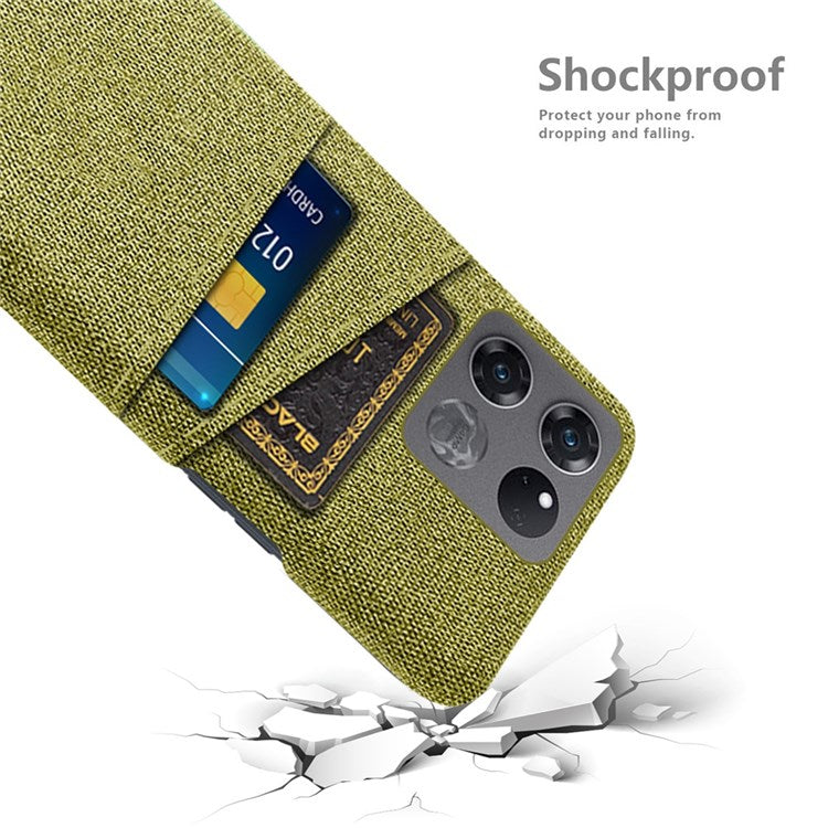 For OnePlus Ace Racing 5G Cloth Texture Anti-scratch Phone Case with Dual Card Slots Mobile Phone Well Protection Cover - Yellow