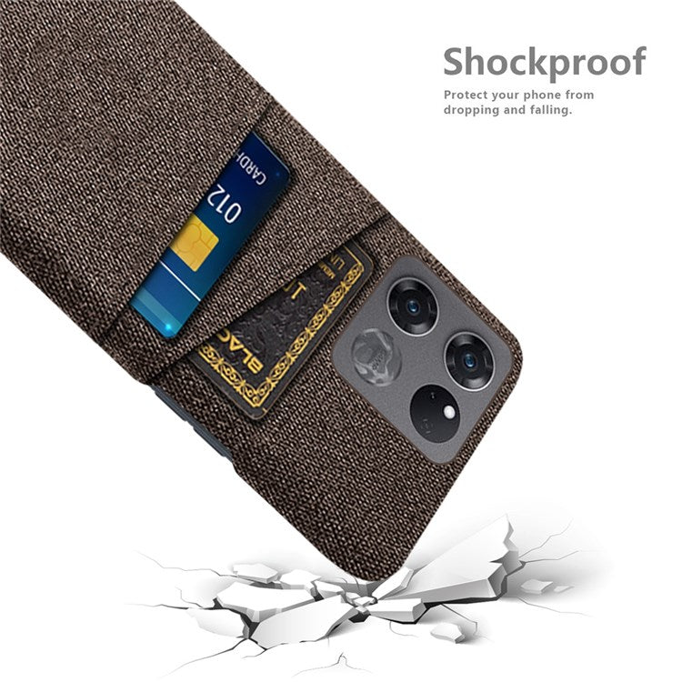 For OnePlus Ace Racing 5G Cloth Texture Anti-scratch Phone Case with Dual Card Slots Mobile Phone Well Protection Cover - Brown