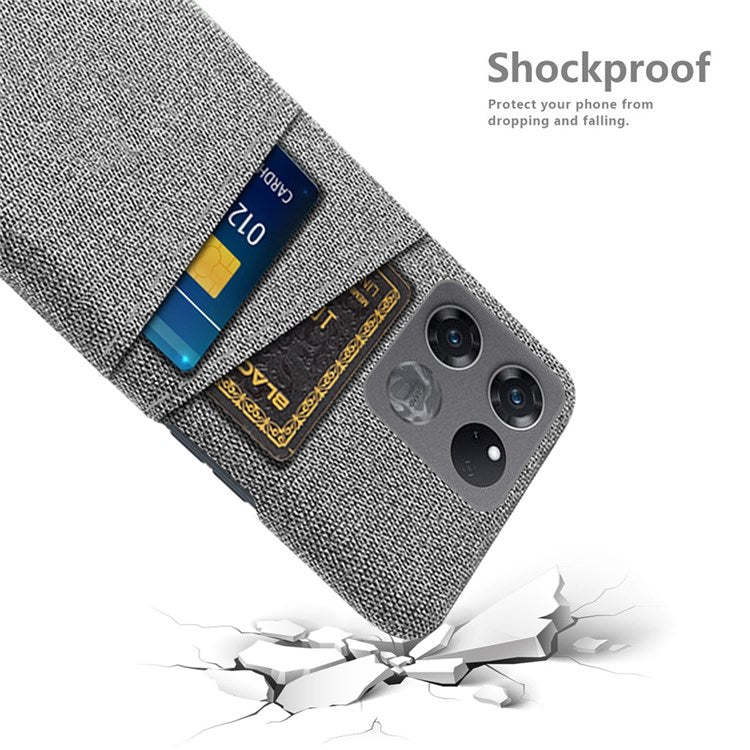 For OnePlus Ace Racing 5G Cloth Texture Anti-scratch Phone Case with Dual Card Slots Mobile Phone Well Protection Cover - Light Grey