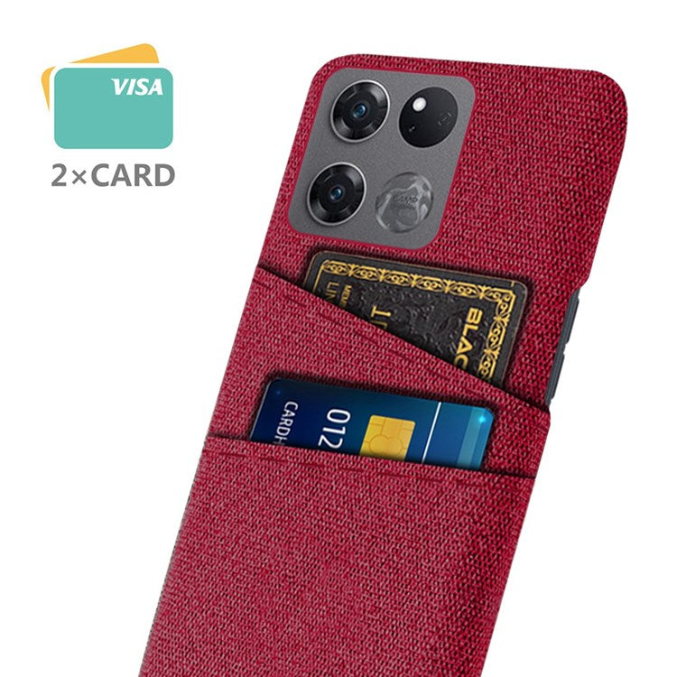 For OnePlus Ace Racing 5G Cloth Texture Anti-scratch Phone Case with Dual Card Slots Mobile Phone Well Protection Cover - Red