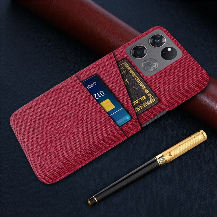 For OnePlus Ace Racing 5G Cloth Texture Anti-scratch Phone Case with Dual Card Slots Mobile Phone Well Protection Cover - Red