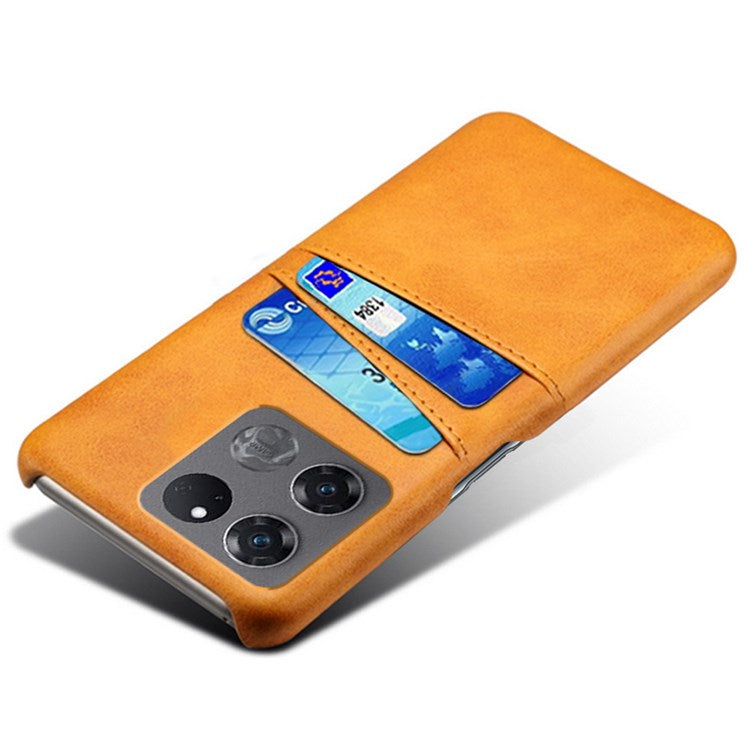 Anti-scratch Phone Case Card Holder for OnePlus Ace Racing 5G, PU Leather Coated Hard PC Ultra-thin Back Cover Shell - Orange