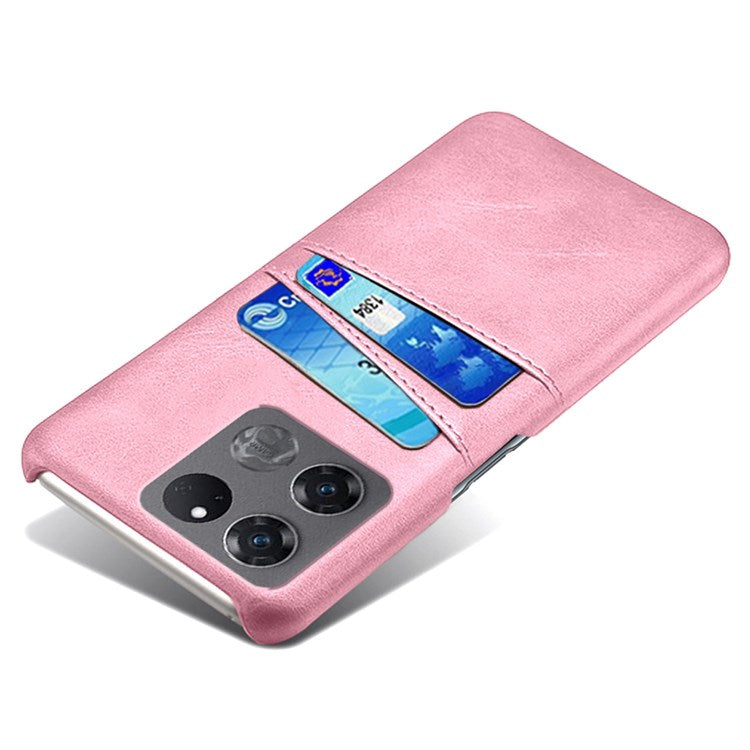 Anti-scratch Phone Case Card Holder for OnePlus Ace Racing 5G, PU Leather Coated Hard PC Ultra-thin Back Cover Shell - Rose Gold