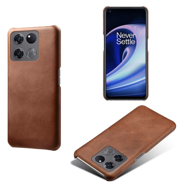 For OnePlus Ace Racing 5G Ultra-thin Phone Case Calf Textured PU Leather Coating Shockproof Hard PC Protective Cover - Brown