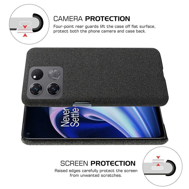For OnePlus Ace Racing 5G Anti-fall Hard PC + Cloth Phone Cover Solid Color Wear-resistant Mobile Phone Case - Black