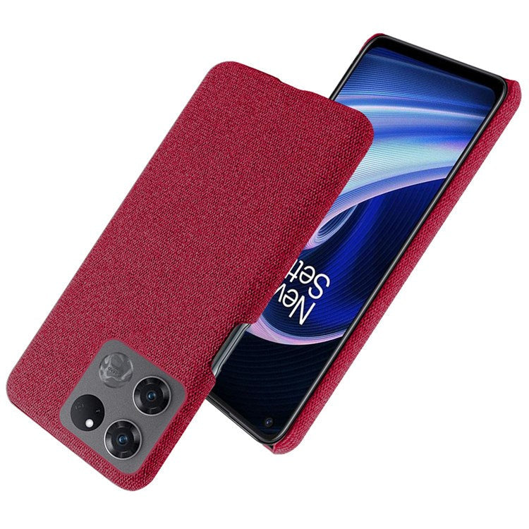 For OnePlus Ace Racing 5G Anti-fall Hard PC + Cloth Phone Cover Solid Color Wear-resistant Mobile Phone Case - Red
