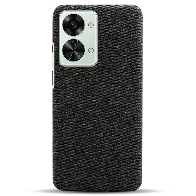 For OnePlus Nord 2T 5G Anti-Slip Phone Case Solid Color Cloth Fabric Cover Slim Full Protective Cell Phone Cover - Black