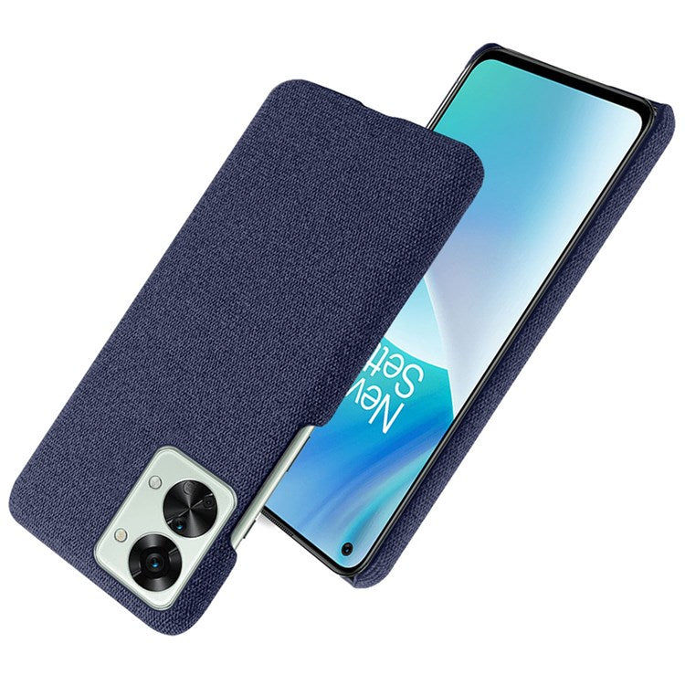 For OnePlus Nord 2T 5G Anti-Slip Phone Case Solid Color Cloth Fabric Cover Slim Full Protective Cell Phone Cover - Blue