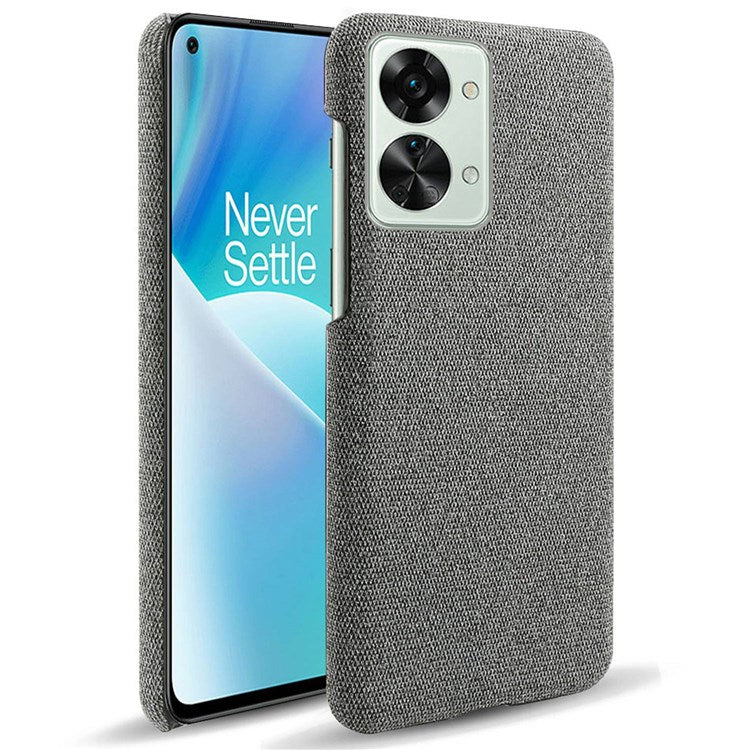 For OnePlus Nord 2T 5G Anti-Slip Phone Case Solid Color Cloth Fabric Cover Slim Full Protective Cell Phone Cover - Grey