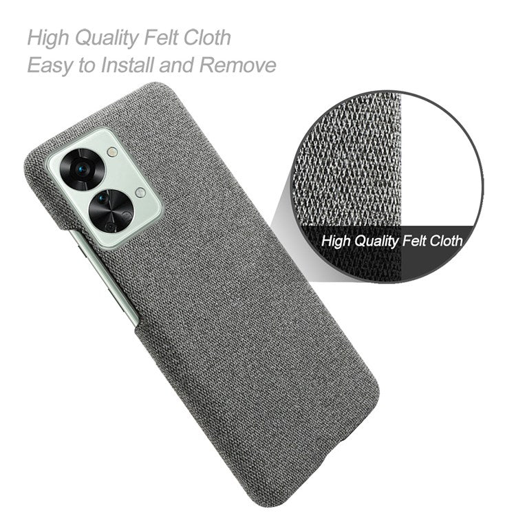 For OnePlus Nord 2T 5G Anti-Slip Phone Case Solid Color Cloth Fabric Cover Slim Full Protective Cell Phone Cover - Grey