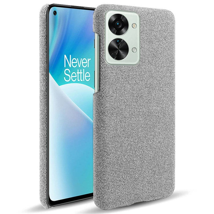 For OnePlus Nord 2T 5G Anti-Slip Phone Case Solid Color Cloth Fabric Cover Slim Full Protective Cell Phone Cover - Light Grey