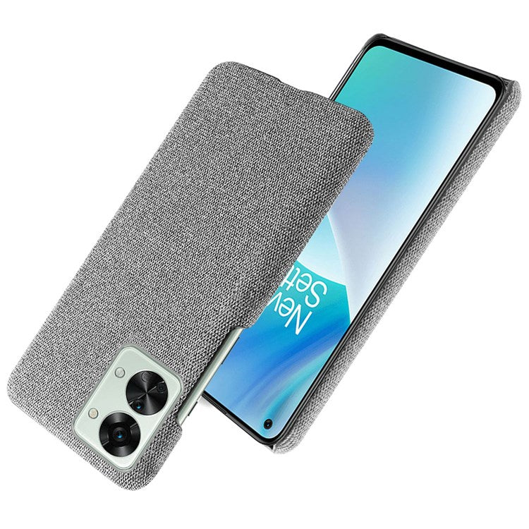 For OnePlus Nord 2T 5G Anti-Slip Phone Case Solid Color Cloth Fabric Cover Slim Full Protective Cell Phone Cover - Light Grey