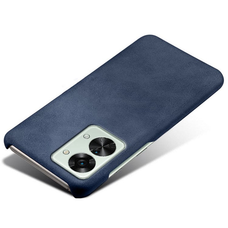 For OnePlus Nord 2T 5G Lightweight Phone Case Calf Textured PU Leather Coating Anti-scratch Hard PC Protective Cover - Blue