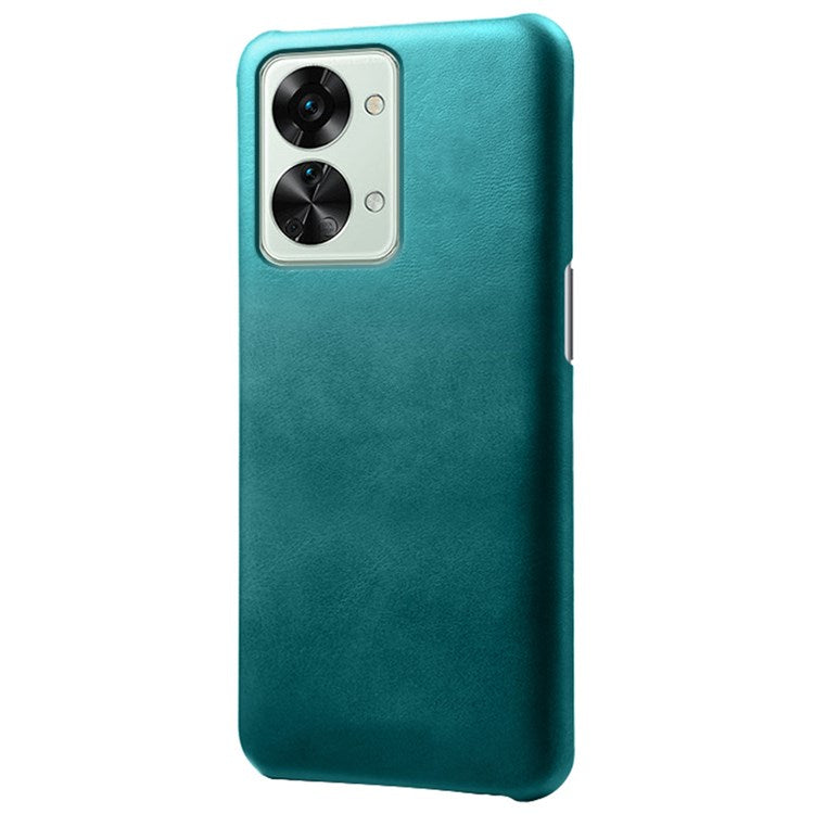 For OnePlus Nord 2T 5G Lightweight Phone Case Calf Textured PU Leather Coating Anti-scratch Hard PC Protective Cover - Green