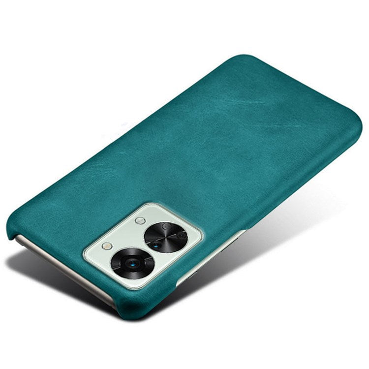 For OnePlus Nord 2T 5G Lightweight Phone Case Calf Textured PU Leather Coating Anti-scratch Hard PC Protective Cover - Green