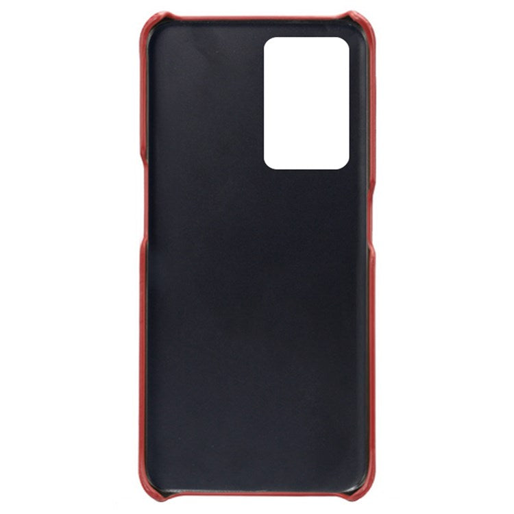 For OnePlus Nord 2T 5G Anti-drop Phone Case with Dual Card Slots PU Leather Coated Hard PC Shock-absorbing Back Cover Shell - Red