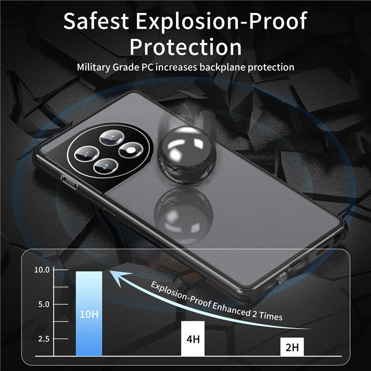 Metal Frame Case for OnePlus 11 5G Tempered Glass Phone Case Full Protection with Lock - Black