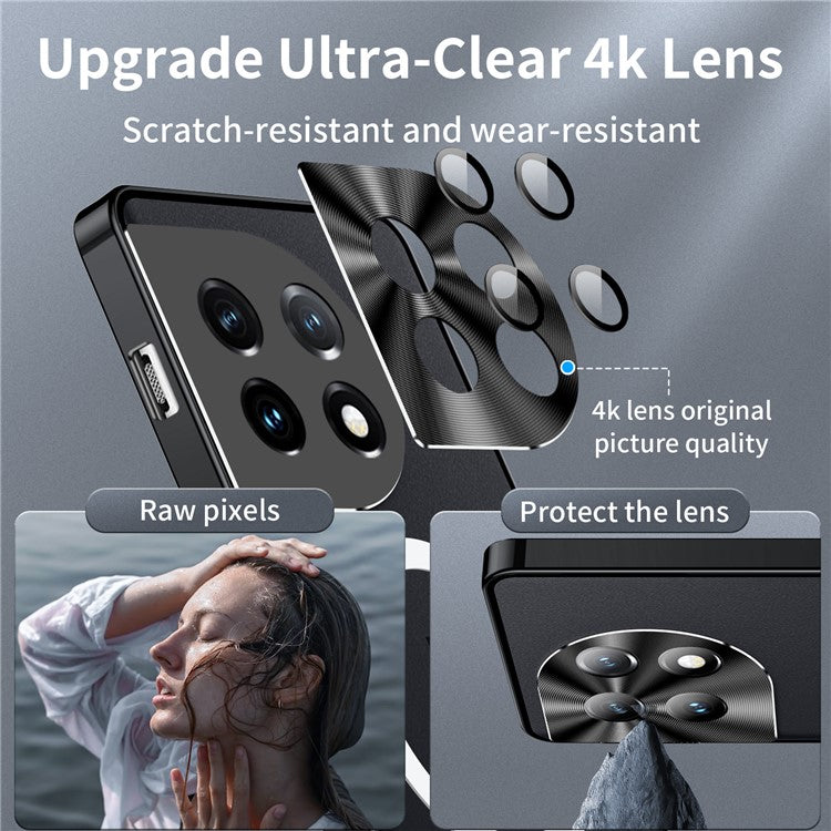 For OnePlus 11 5G Magnetic Phone Case Electroplating Metal Edge Matte Phone Cover with Lens Protection - Black