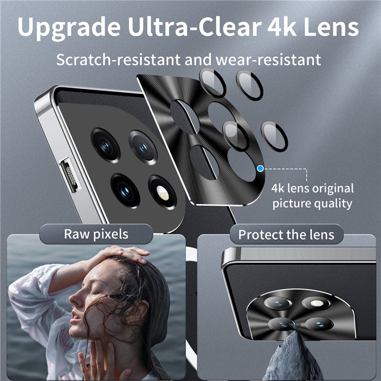 For OnePlus 11 5G Magnetic Phone Case Electroplating Metal Edge Matte Phone Cover with Lens Protection - Silver