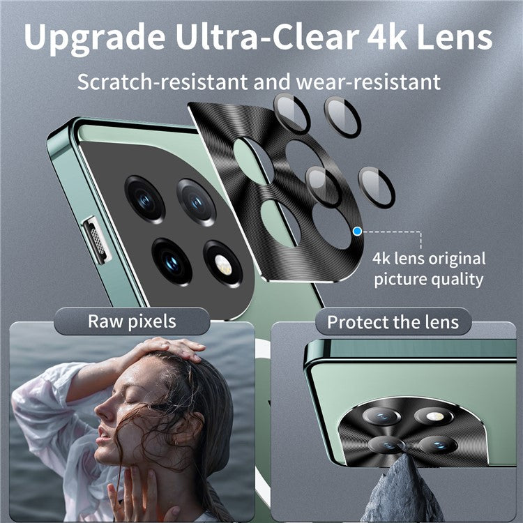 For OnePlus 11 5G Magnetic Phone Case Electroplating Metal Edge Matte Phone Cover with Lens Protection - Green