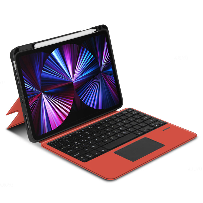 JIUYU for iPad Pro 11-inch (2020) / (2021) Bluetooth Wireless Magnetic Keyboard + Stand Tablet Cover with Pencil Holder - Orange