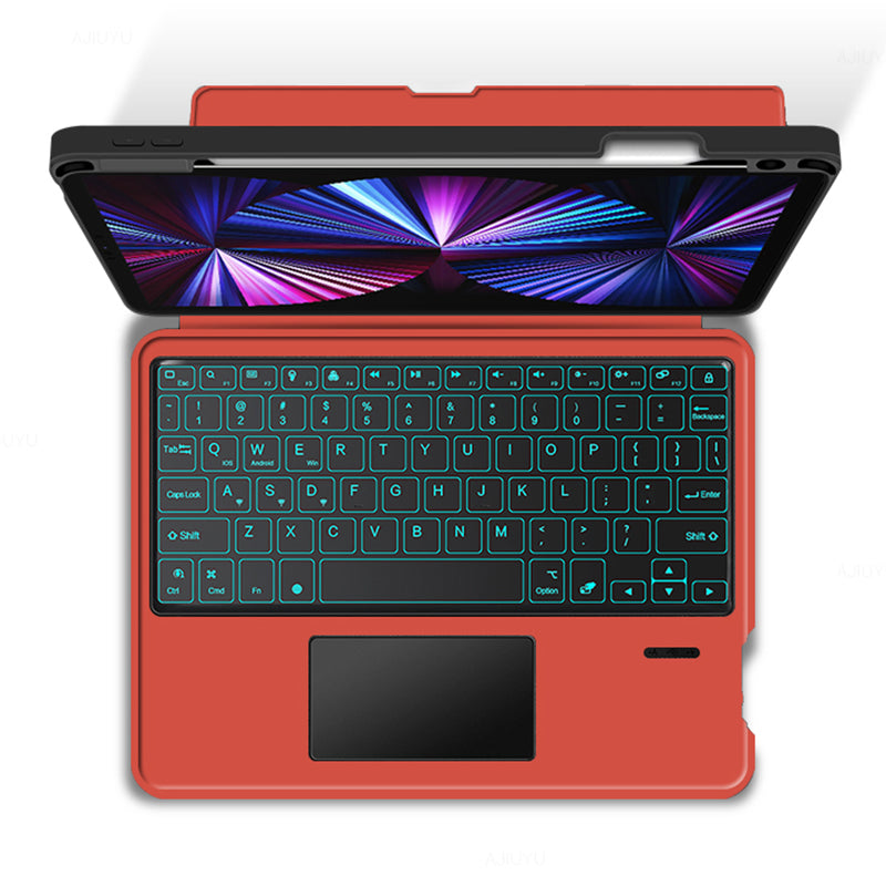 JIUYU for iPad Pro 11-inch (2020) / (2021) Bluetooth Wireless Magnetic Keyboard + Stand Tablet Cover with Pencil Holder - Orange