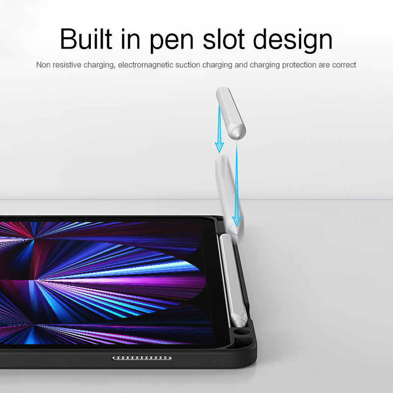 JIUYU for iPad Pro 11-inch (2020) / (2021) Bluetooth Wireless Magnetic Keyboard + Stand Tablet Cover with Pencil Holder - Orange