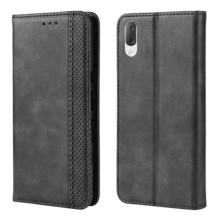 Vintage Style PU Leather Wallet Phone Case for Sony Xperia L3 - Black