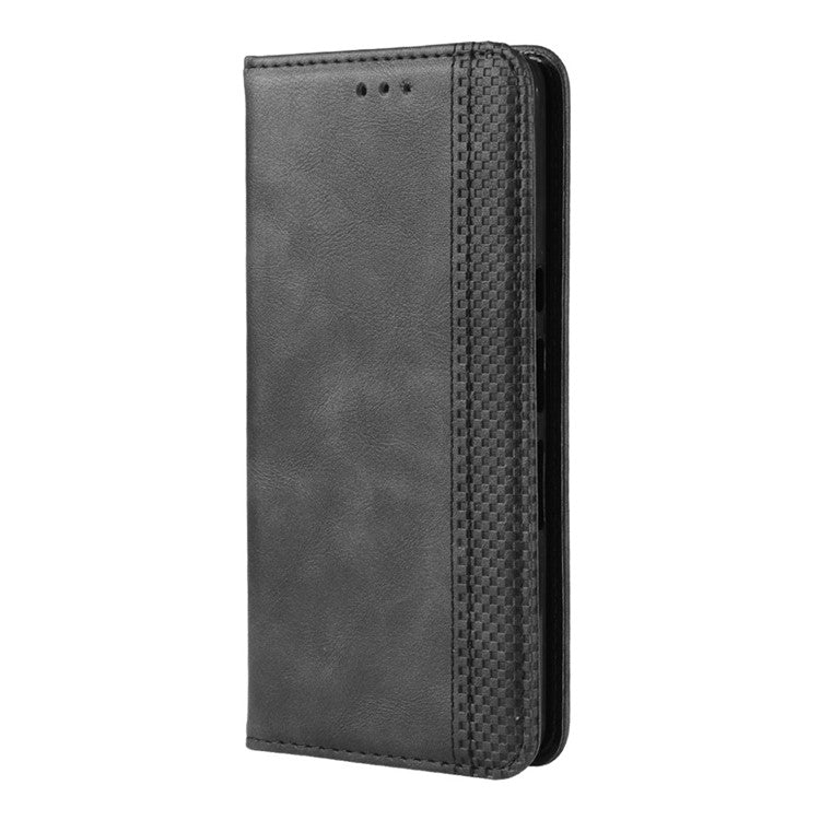 Vintage Style PU Leather Wallet Phone Case for Sony Xperia L3 - Black