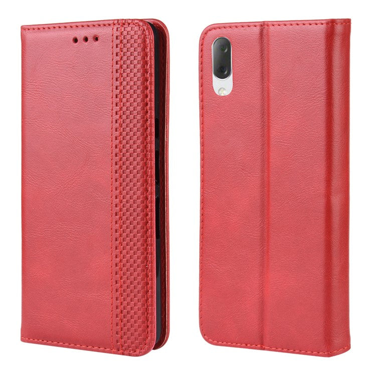 Vintage Style PU Leather Wallet Phone Case for Sony Xperia L3 - Red