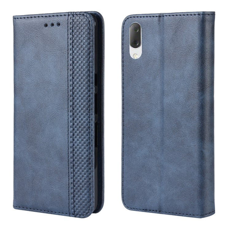 Vintage Style PU Leather Wallet Phone Case for Sony Xperia L3 - Blue