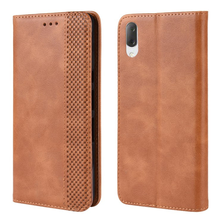 Vintage Style PU Leather Wallet Phone Case for Sony Xperia L3 - Brown