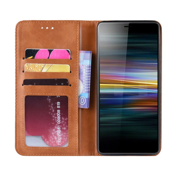 Vintage Style PU Leather Wallet Phone Case for Sony Xperia L3 - Brown