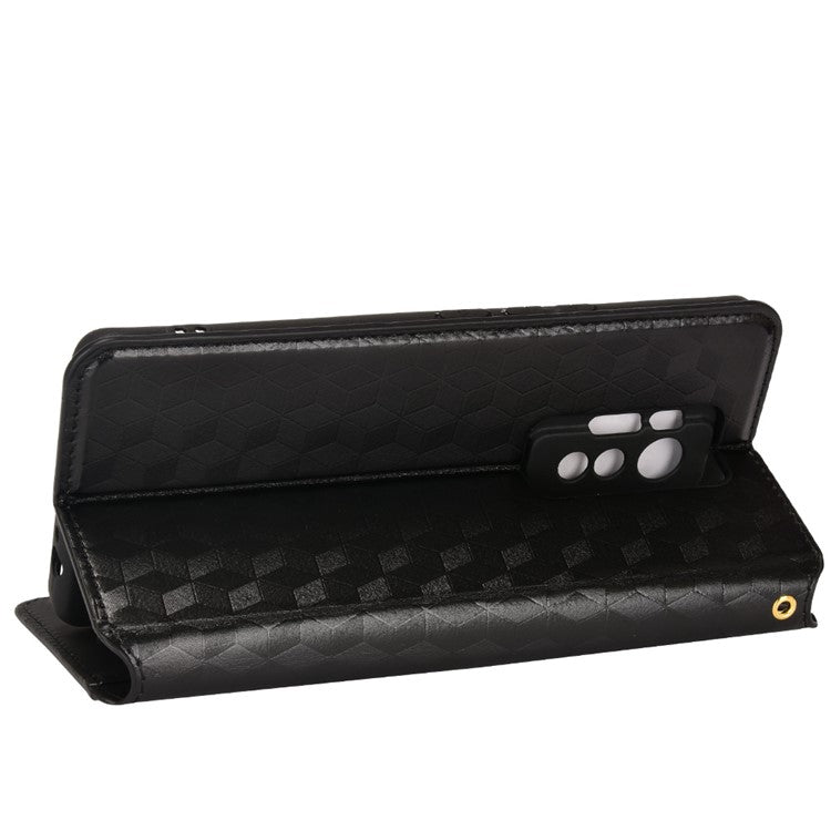 For TECNO Phantom X / AC8 Cell Phone Case Wallet Supporting Stand Imprinted Pattern PU Leather + TPU Phone Covering - Black