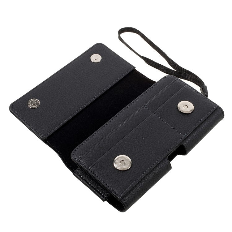 Litchi Leather Holster Cover Dual-layer Coin/Card Slots Pouch for iPhone 8 Plus / Samsung S9+, Size: 160 x 83 x 10mm
