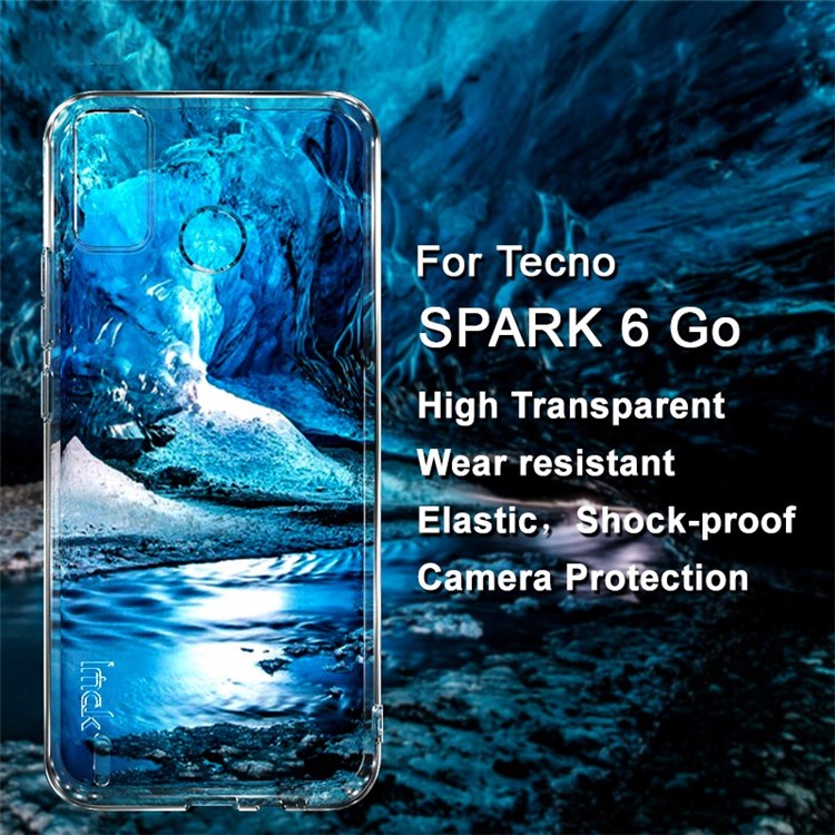 IMAK UX-5 Series for TECNO Spark 6 Go Anti-Scratch Soft Clear TPU Cell Phone Case Cover Shockproof Shell- Transparent