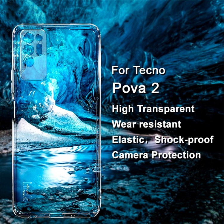 IMAK UX-5 Series for TECNO Pova 2 Shockproof Phone Case Soft Clear TPU Anti-Drop Cell Phone Protective Shell Cover - Transparent