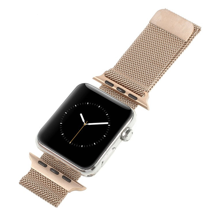 Milanese Stainless Steel Watchband Wristband for Apple Watch Series 10 46mm / Ultra 2 Ultra 49mm / 9 8 7 45mm / SE (2023) SE (2022) SE 6 5 4 44mm / 3 2 1 42mm - Rose Gold Color