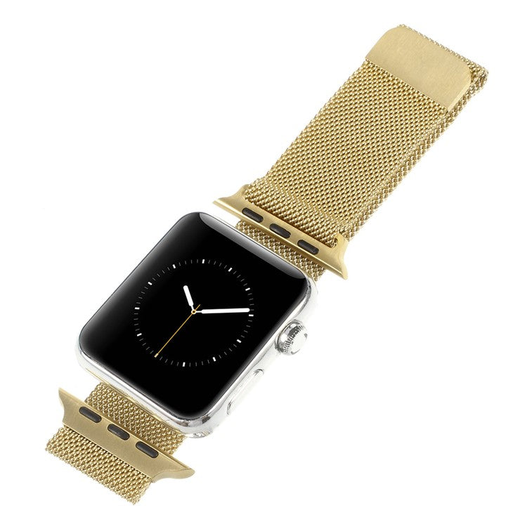 Milanese Stainless Steel Watchband Wristband for Apple Watch Series 10 46mm / Ultra 2 Ultra 49mm / 9 8 7 45mm / SE (2023) SE (2022) SE 6 5 4 44mm / 3 2 1 42mm - Champagne Gold Color