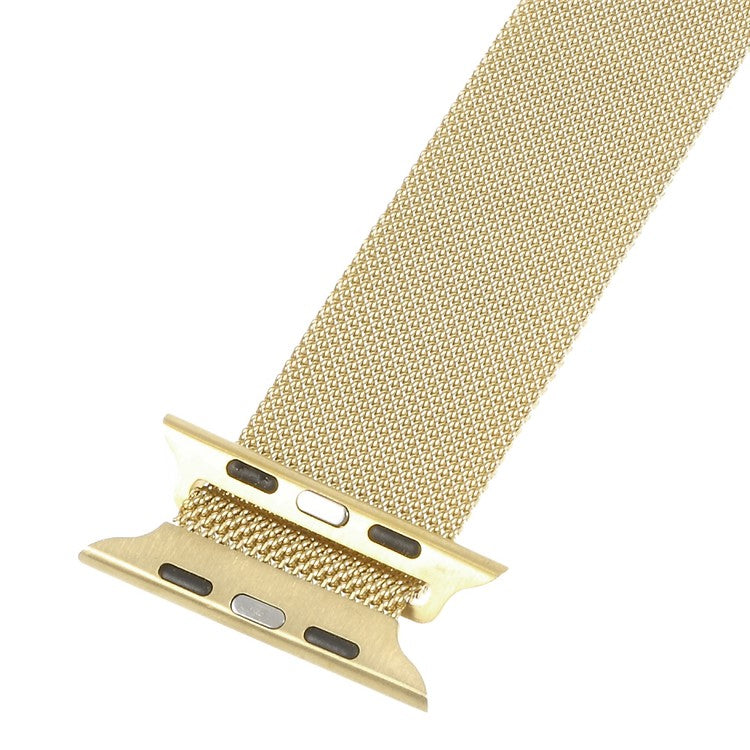 Milanese Stainless Steel Watchband Wristband for Apple Watch Series 10 46mm / Ultra 2 Ultra 49mm / 9 8 7 45mm / SE (2023) SE (2022) SE 6 5 4 44mm / 3 2 1 42mm - Champagne Gold Color