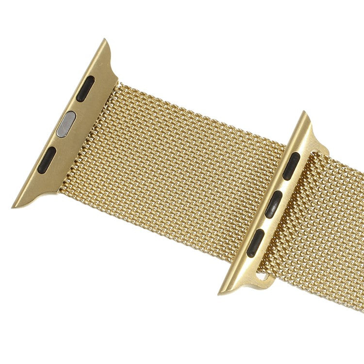 Milanese Stainless Steel Watchband Wristband for Apple Watch Series 10 46mm / Ultra 2 Ultra 49mm / 9 8 7 45mm / SE (2023) SE (2022) SE 6 5 4 44mm / 3 2 1 42mm - Champagne Gold Color