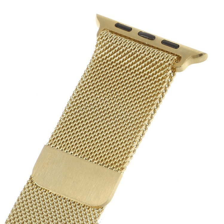 Milanese Stainless Steel Watchband Wristband for Apple Watch Series 10 46mm / Ultra 2 Ultra 49mm / 9 8 7 45mm / SE (2023) SE (2022) SE 6 5 4 44mm / 3 2 1 42mm - Champagne Gold Color