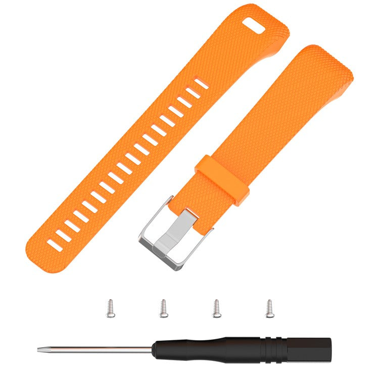 For Garmin Vivosmart HR+/Approach X10/X40 Soft Silicone Watch Strap Wristband Replacement with Installation Tools - Orange