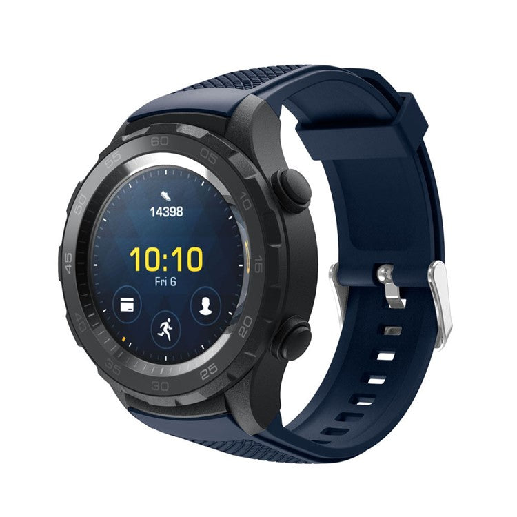 20mm Textured Silicone Watch Sports Strap for Huawei Watch 2 - Dark Blue