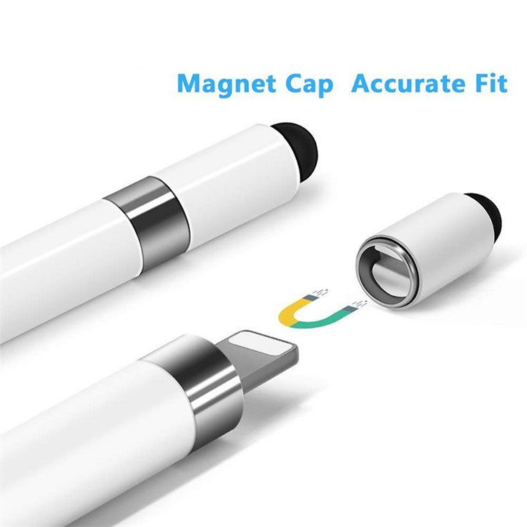 Magnetic Pen Cap Replacement with Silicone Head for Apple Pencil - White