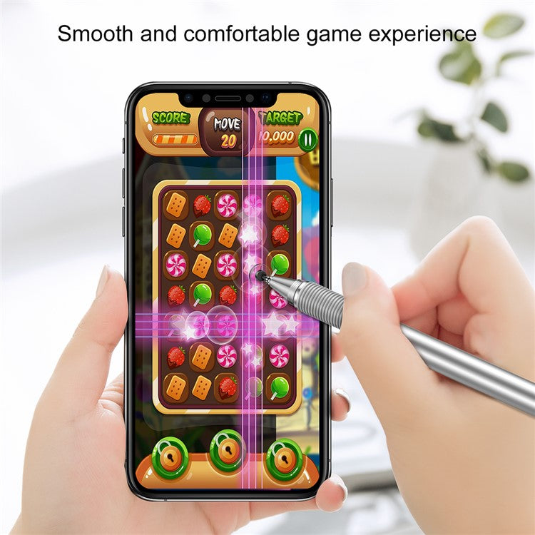 BASEUS 2-in-1 Capacitive Stylus Pen Touch Screen Pencil for Drawing Writing Gaming Compatible with Mobile Phones / Tablets - Silver