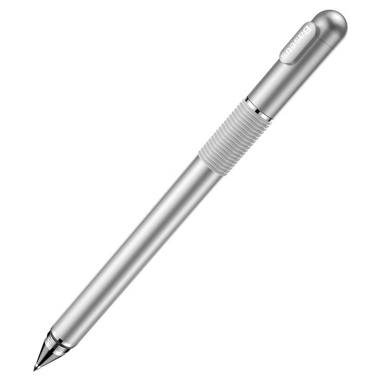 BASEUS 2-in-1 Capacitive Stylus Pen Touch Screen Pencil for Drawing Writing Gaming Compatible with Mobile Phones / Tablets - Silver