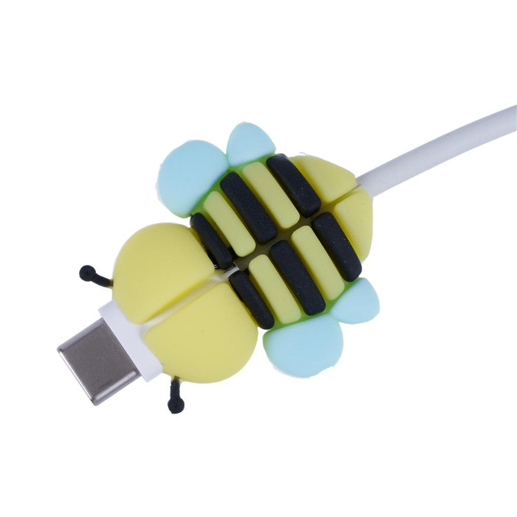 Cute Insect Pattern Charging Cord Protector USB Data Wire Protection Cover - Bee