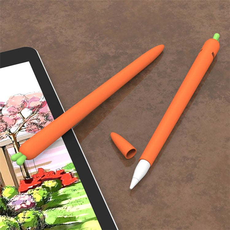 Carrot Pattern Silicone Pen Case for Apple Pencil 1st Generation - Orange